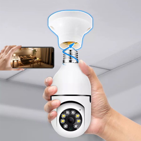 Bežična sigurnosna kamera u obliku žarulje s rotacijom od 360° i noćnim vidom | BULBCAM