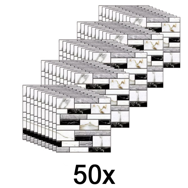 5x 3D zidne naljepnice s mramornim izgledom (10 kom) | MARBLEBLOCKS