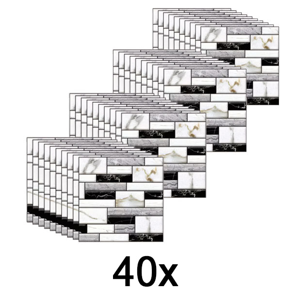 4x 3D zidne naljepnice s mramornim izgledom (10 kom) | MARBLEBLOCKS