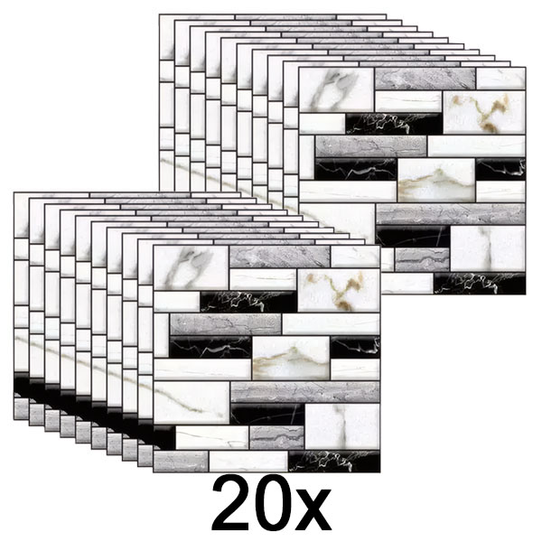 2x 3D zidne naljepnice s mramornim izgledom (10 kom) | MARBLEBLOCKS