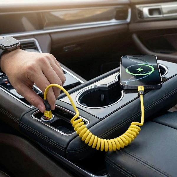 4-u-1 uvlačivi kabel za punjenje - 65W, USB-C + Lightning | SPRINTCHARG